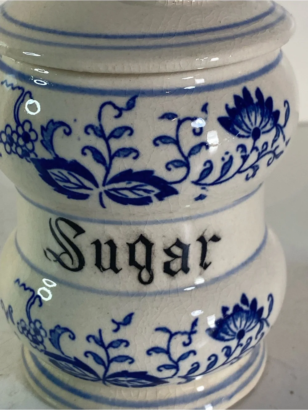 Arnart “Blue Onion” Sugar Jar With Lid  5” Height Japan Mark